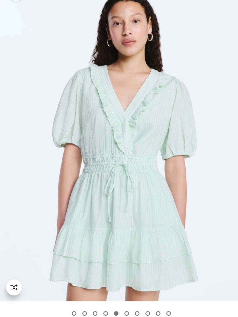 Free Assembly Women's Tiered Ruffle Mini Dress with Short Puff Sleeves